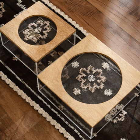 Embroidered Mesh Medium Square Plexi Box
