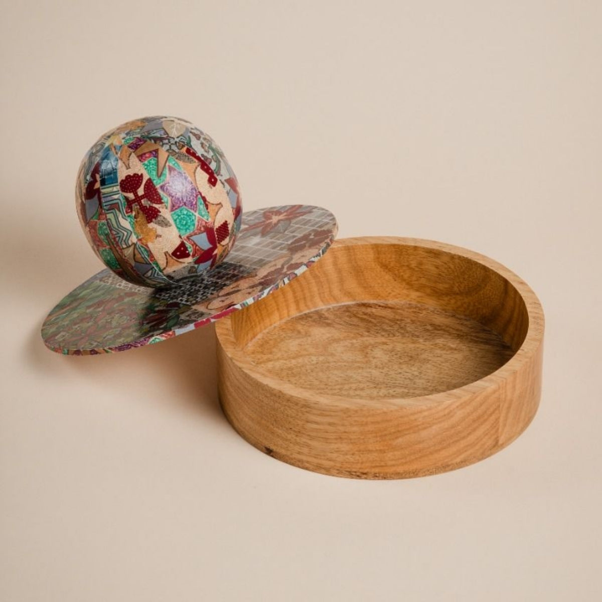 Decoupage Round Wooden Box