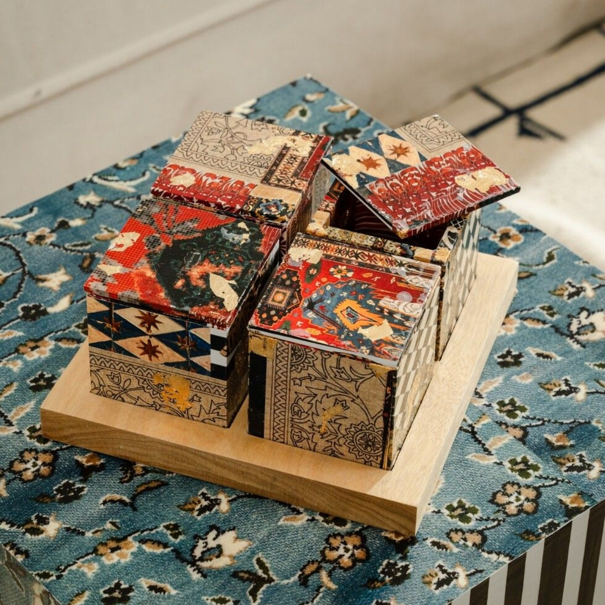 Decoupage Plexi Boxes with Wooden Tray