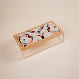 JRD Home Embroidered Floral Small Rectangle Plexi Box with Wooden Lid