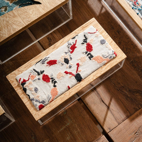 Embroidered Floral Small Rectangle Plexi Box