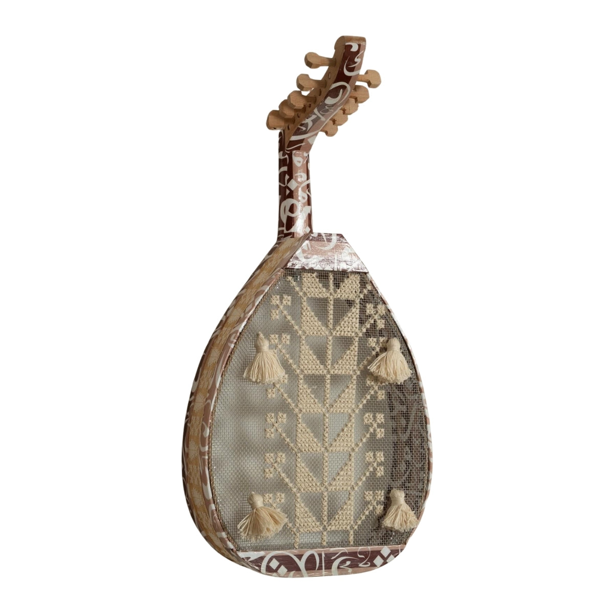 JRD Home Arabic Calligraphy Oud Guitar Wall Hanging Decor with Embroidery