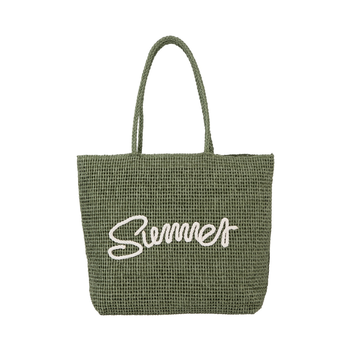 Alex.Max Sage Green Summer Embroidered Braided Beach Bag