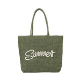 Alex.Max Sage Green Summer Embroidered Braided Beach Bag