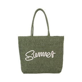 Alex.Max Sage Green Summer Embroidered Braided Beach Bag