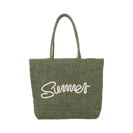 Alex.Max Sage Green Summer Embroidered Braided Beach Bag