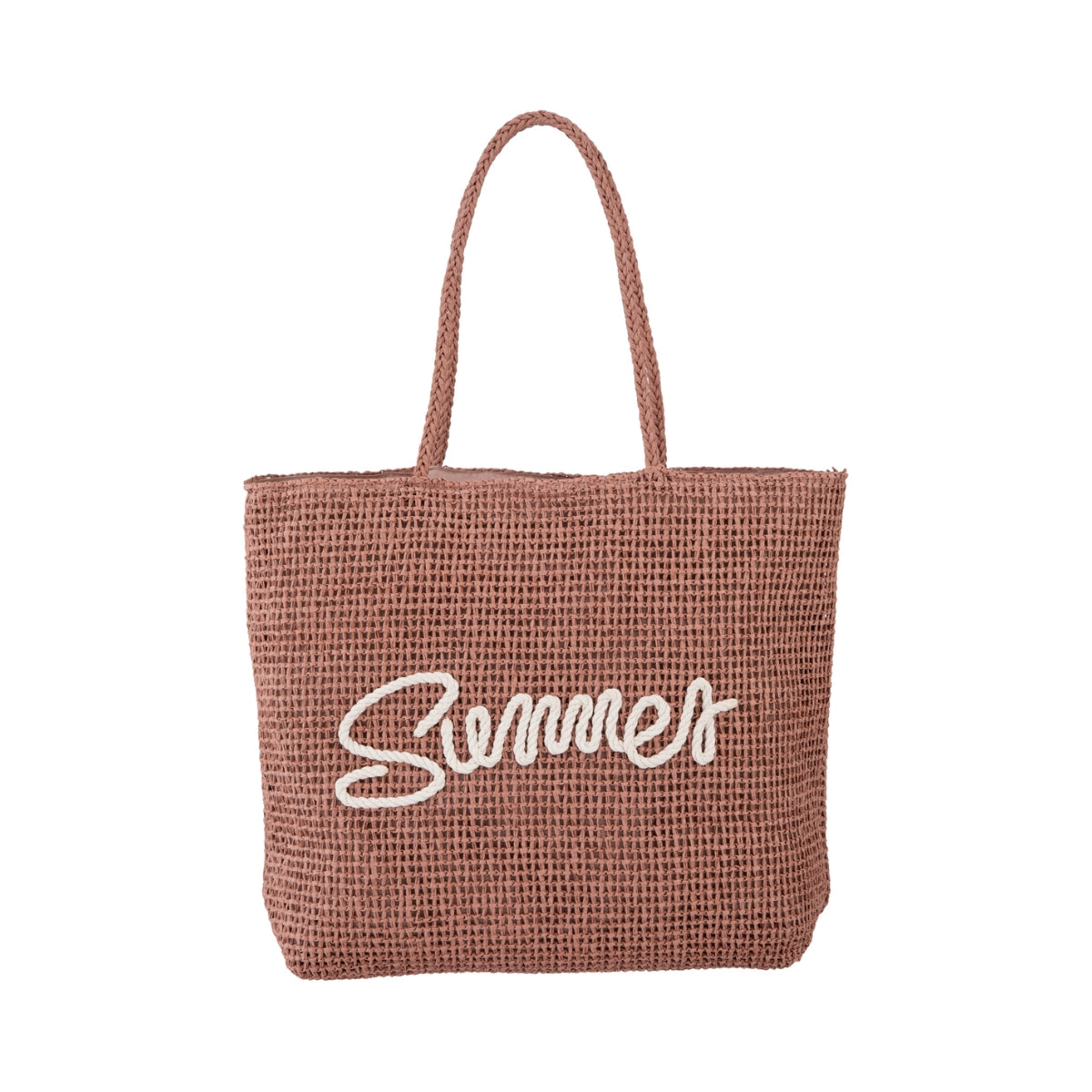 Alex.Max Dusty Rose Summer Embroidered Braided Beach Bag