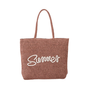 Alex.Max Dusty Rose Summer Embroidered Braided Beach Bag
