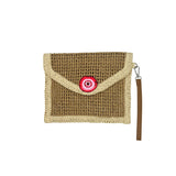 City Girl Hand-Painted Pink Evil Eye Straw Clutch Bag