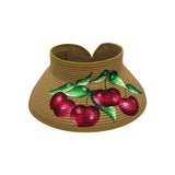 City Girl Hand-Painted Cherries Roll-Up Sun Visor Hat