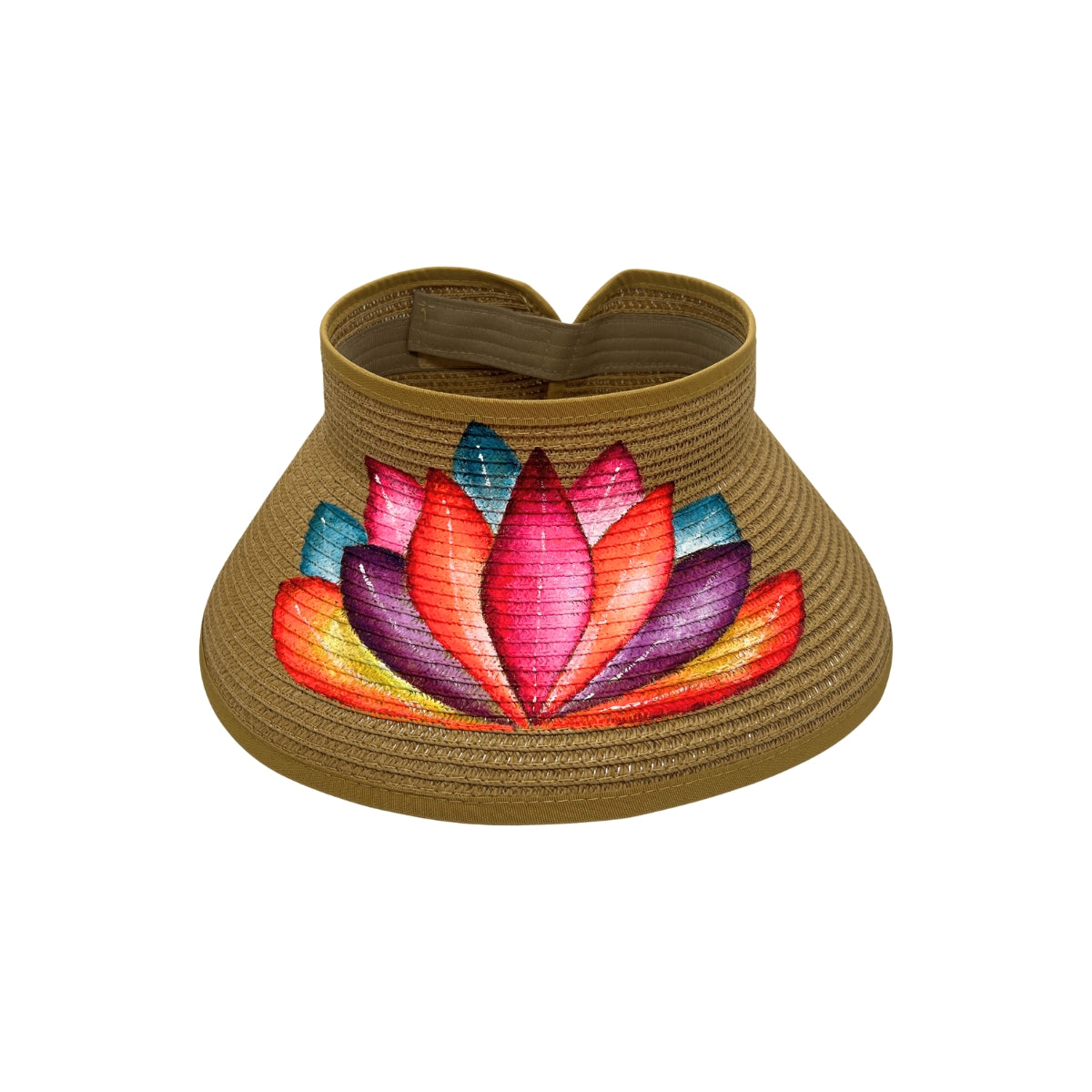 City Girl Hand-Painted Colorful Feathers Roll-Up Sun Visor Hat