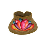 City Girl Hand-Painted Colorful Feathers Roll-Up Sun Visor Hat