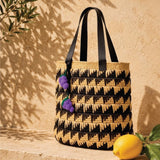 Checkered Raffia Tote Bag with Grapes Charm