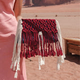 Basma Collection Maroon Macrame Clutch Bag