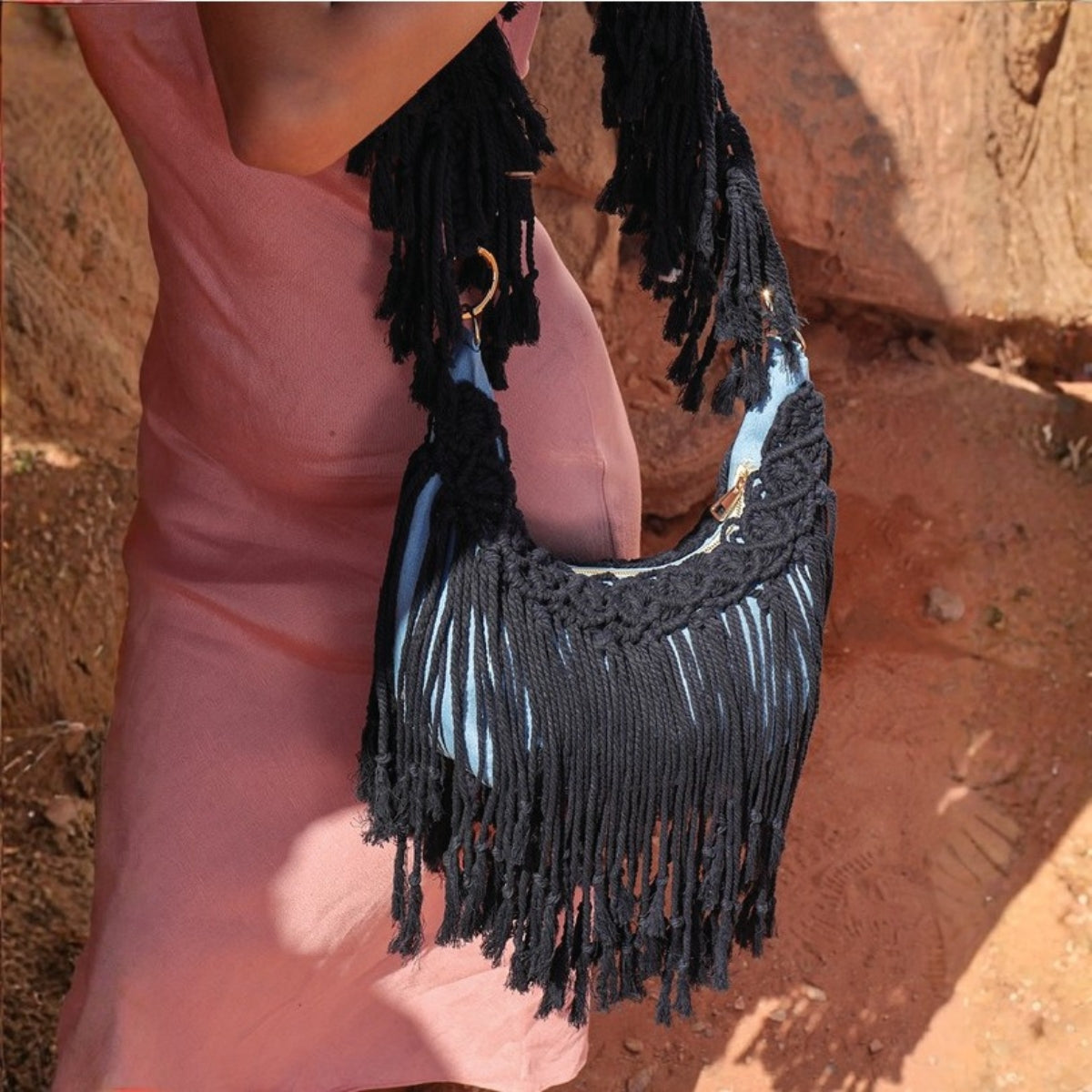 Medium Macrame Cross Body Bag