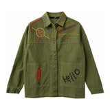 Boutique Flo Peace Embroidered Green Jacket