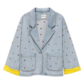 Boutique Flo Confetti Embroidered Light Denim Jacket