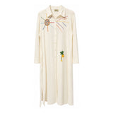 Boutique Flo Good Vibes Embroidered White Shirt Dress