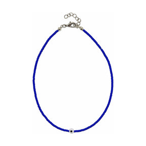 You & Eye Blue Tiny Beaded Evil Eye Choker Necklace