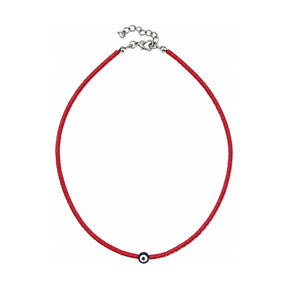 You & Eye Red Tiny Beaded Evil Eye Choker Necklace