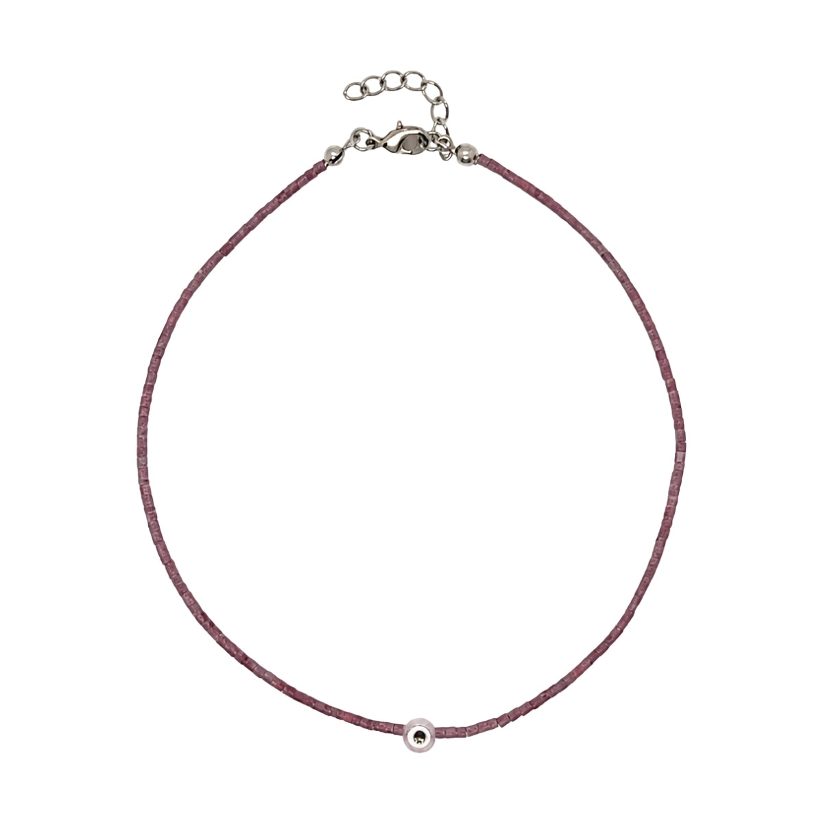 You & Eye Dark Rose Tiny Beaded Evil Eye Choker Necklace