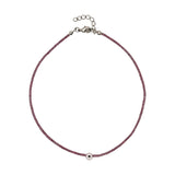 You & Eye Dark Rose Tiny Beaded Evil Eye Choker Necklace
