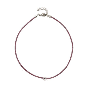You & Eye Dark Rose Tiny Beaded Evil Eye Choker Necklace