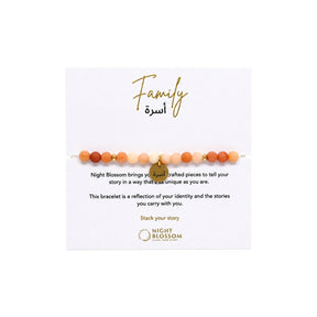 Night Blossom Orange Stone Family Arabic Bracelet