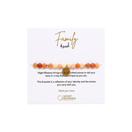 Night Blossom Orange Stone Family Arabic Bracelet
