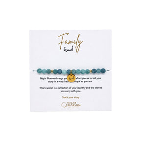 Night Blossom Blue Stone Family Arabic Bracelet