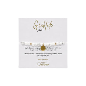 Night Blossom White Howlite Gratitude Arabic Bracelet