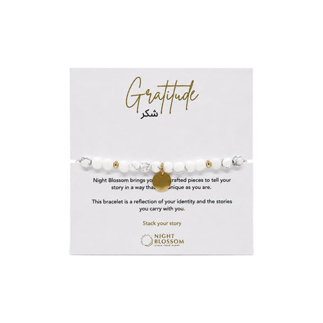 Night Blossom White Howlite Gratitude Arabic Bracelet