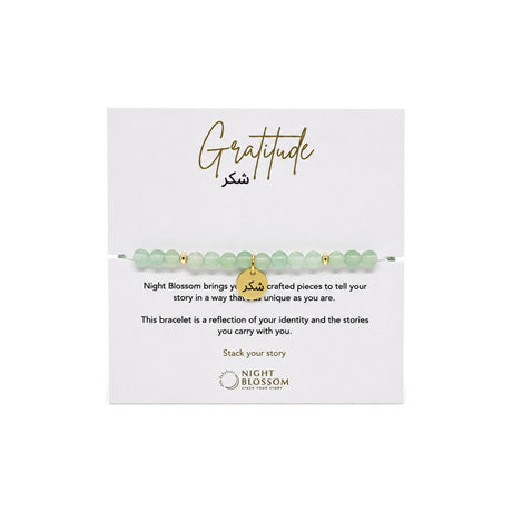 Night Blossom Green Aventurine Gratitude Arabic Bracelet