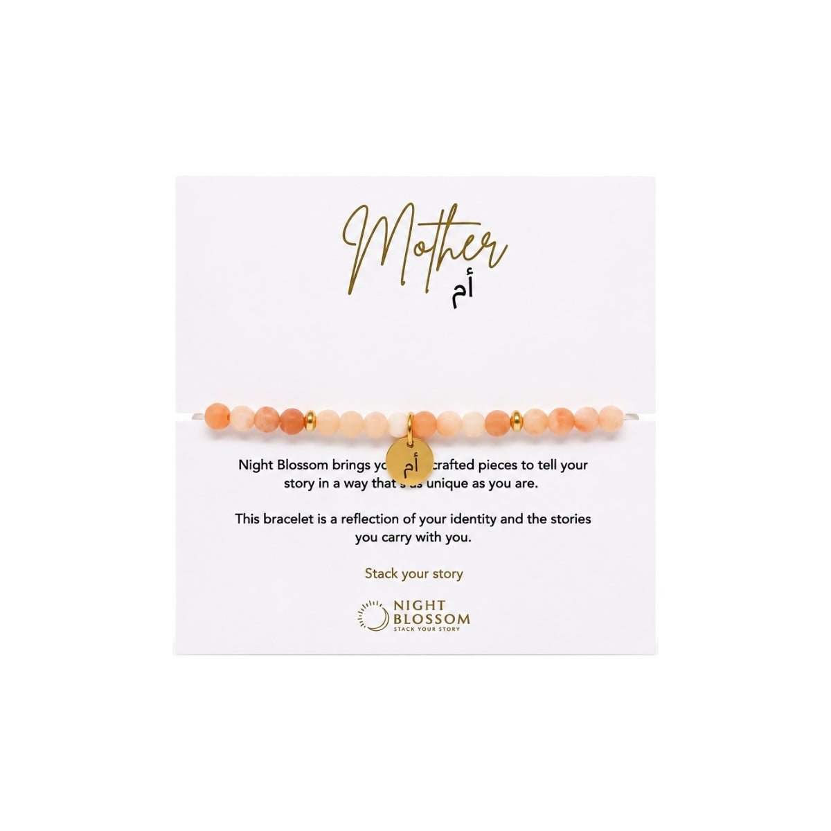 Night Blossom Orange Stone Mother Arabic Bracelet