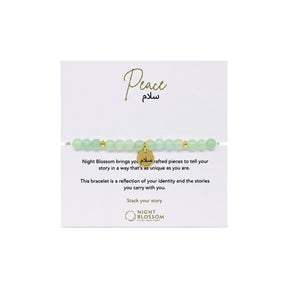 Night Blossom Green Aventurine Peace Arabic Bracelet