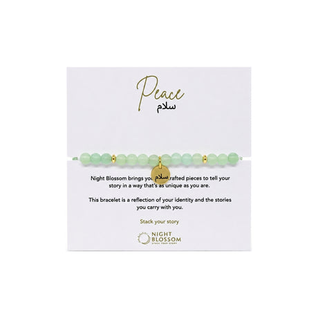 Night Blossom Green Aventurine Peace Arabic Bracelet