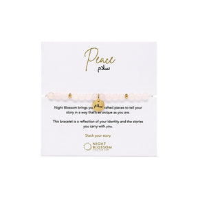 Night Blossom Pink Quartz Peace Arabic Bracelet