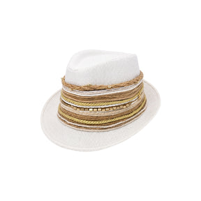 NN Design Boho Desert Wrap White Fedora Hat