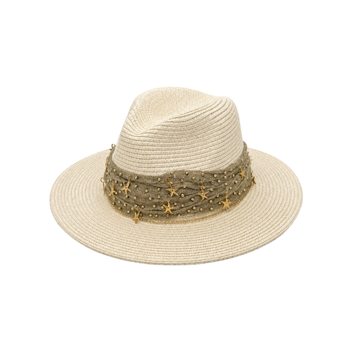 NN Design Golden Starfish Sheer Fedora Hat