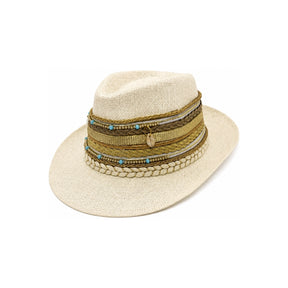 NN Design Braided Gold Turquoise Fedora Hat