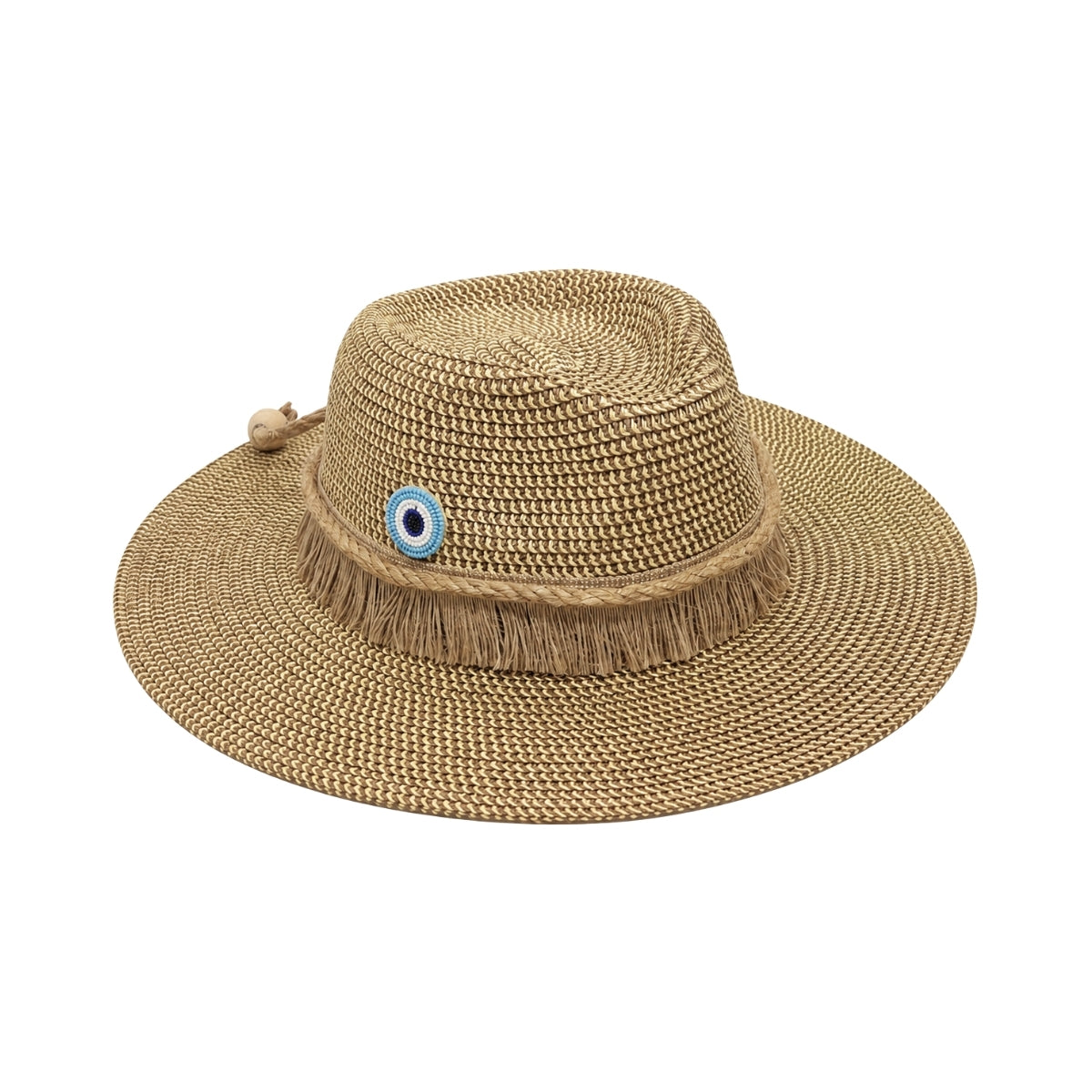 NN Design Round Beaded Evil Eye Fringe Fedora Hat