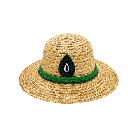 NN Design Green Braid Evil Eye Cloche Hat