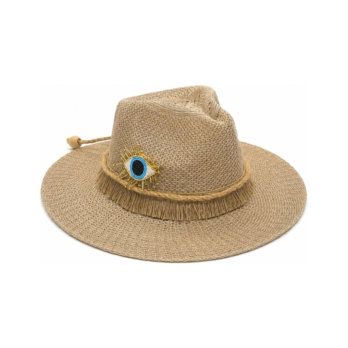 Beaded Lash Evil Eye Fringe Fedora Hat