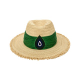 NN Design Green Tassel Evil Eye Frayed Brim Fedora Hat