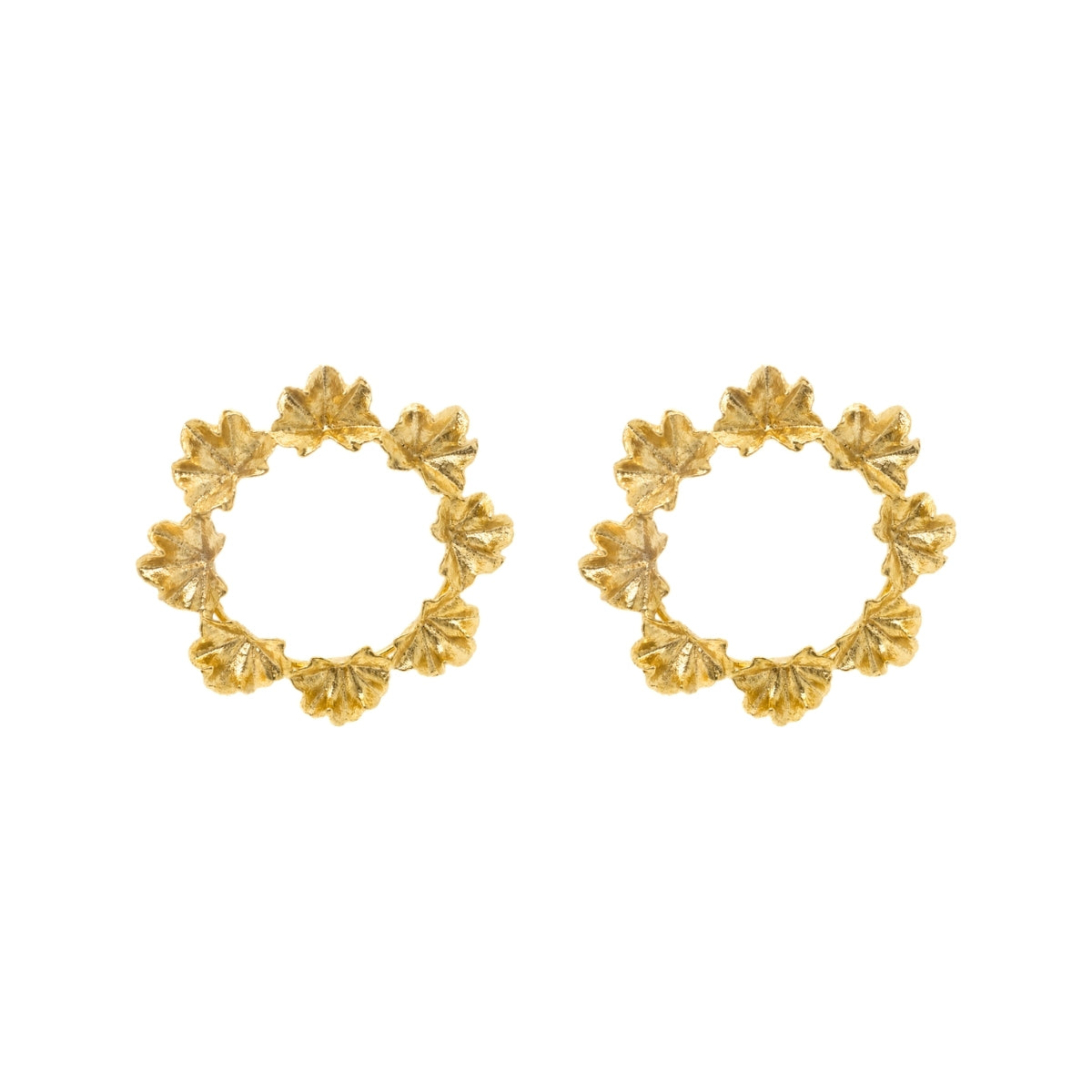 Rima Design Gold Leaf Wreath Statement Earrings
