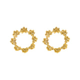 Rima Design Gold Leaf Wreath Statement Earrings