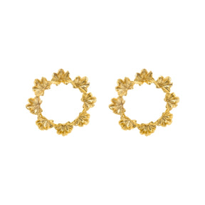 Rima Design Gold Leaf Wreath Statement Earrings