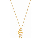 Rima Design Arabic Kha Letter Necklace with Pearl Drops