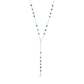 Rima Design Blue Beads and Star Lariat Necklace