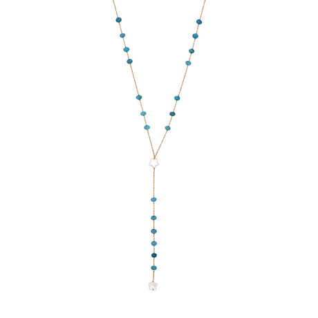 Rima Design Blue Beads and Star Lariat Necklace